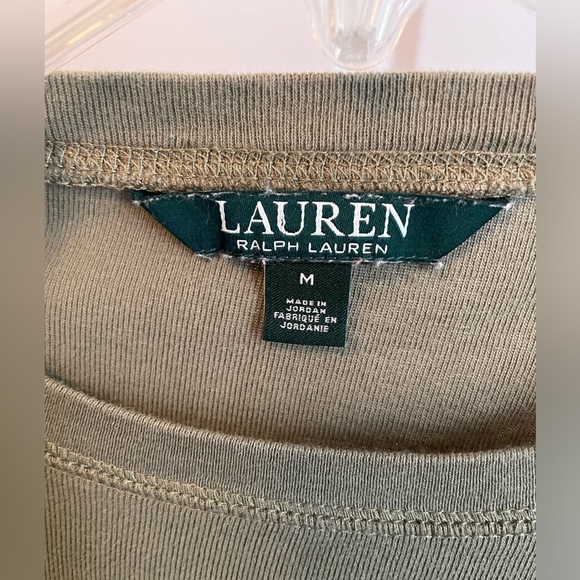 Lauren Ralph Cotton Blend Long Sleeve Suede Elbow Patch Shirt M Cabincore Preppy - Picture 3 of 4